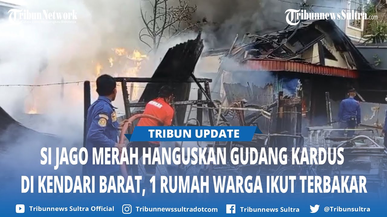 Kebakaran Gudang Kardus di Jalan Katambak Kendari Barat, Api Merembet Hanguskan Satu Rumah Warga