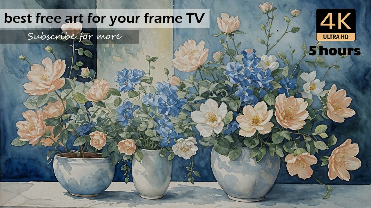 Vintage Watercolor Flowers | Frame TV Art 4K Ultra HD