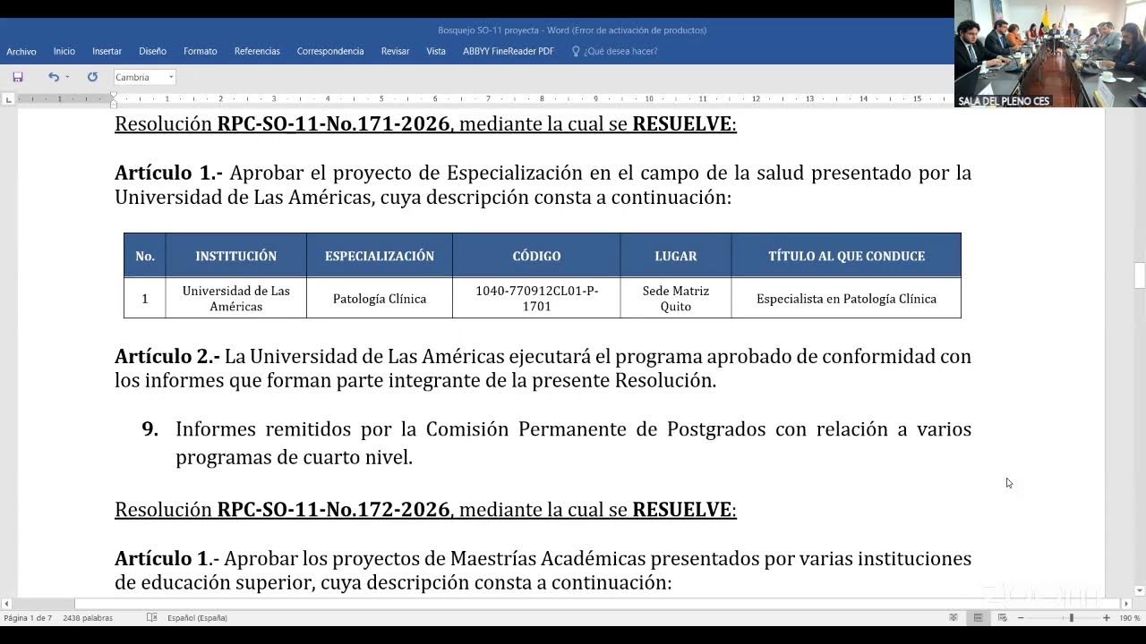 Décima Primera Sesión Ordinaria del Pleno del CES