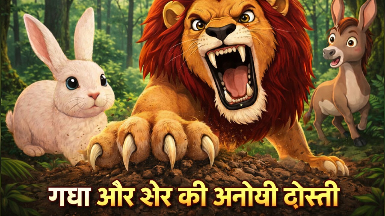 शेर और गधे की अनोखी दोस्ती !! Hindi moral stories !! Hindi kahaniya!!cartoon story 