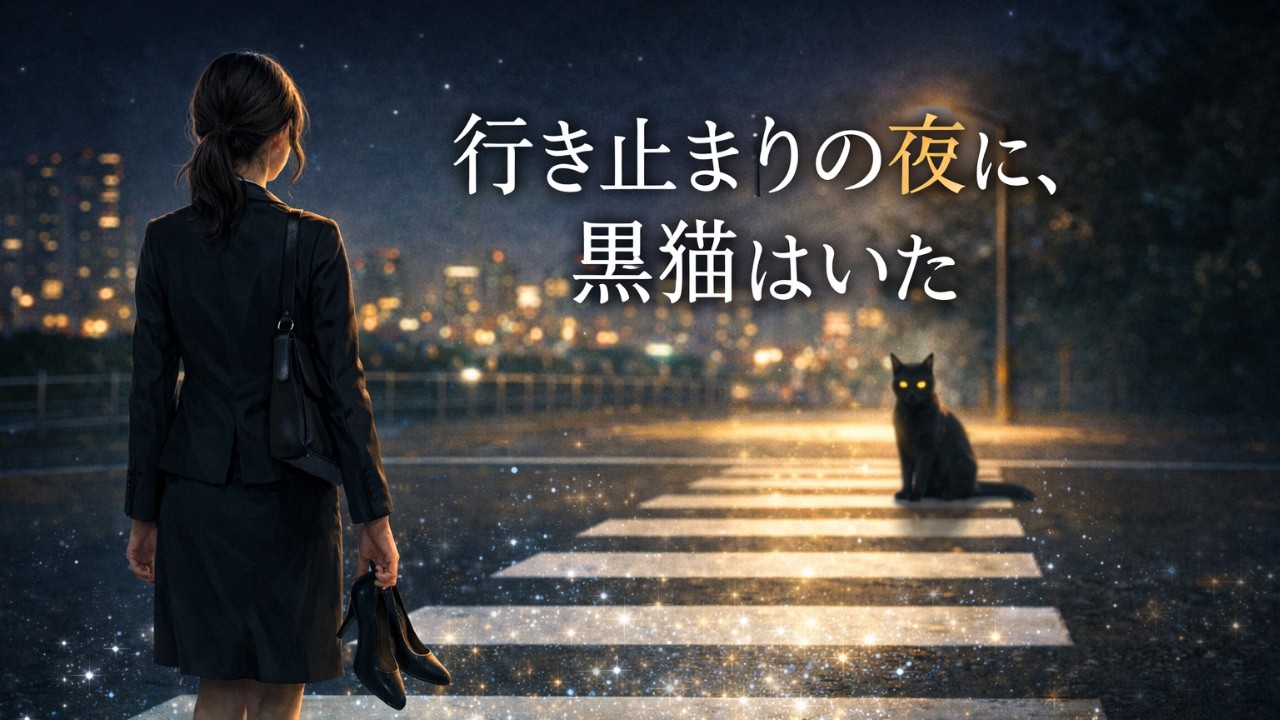 【朗読/小説】行き止まりの夜に、黒猫はいた｜睡眠導入・心温まる短編小説の朗読