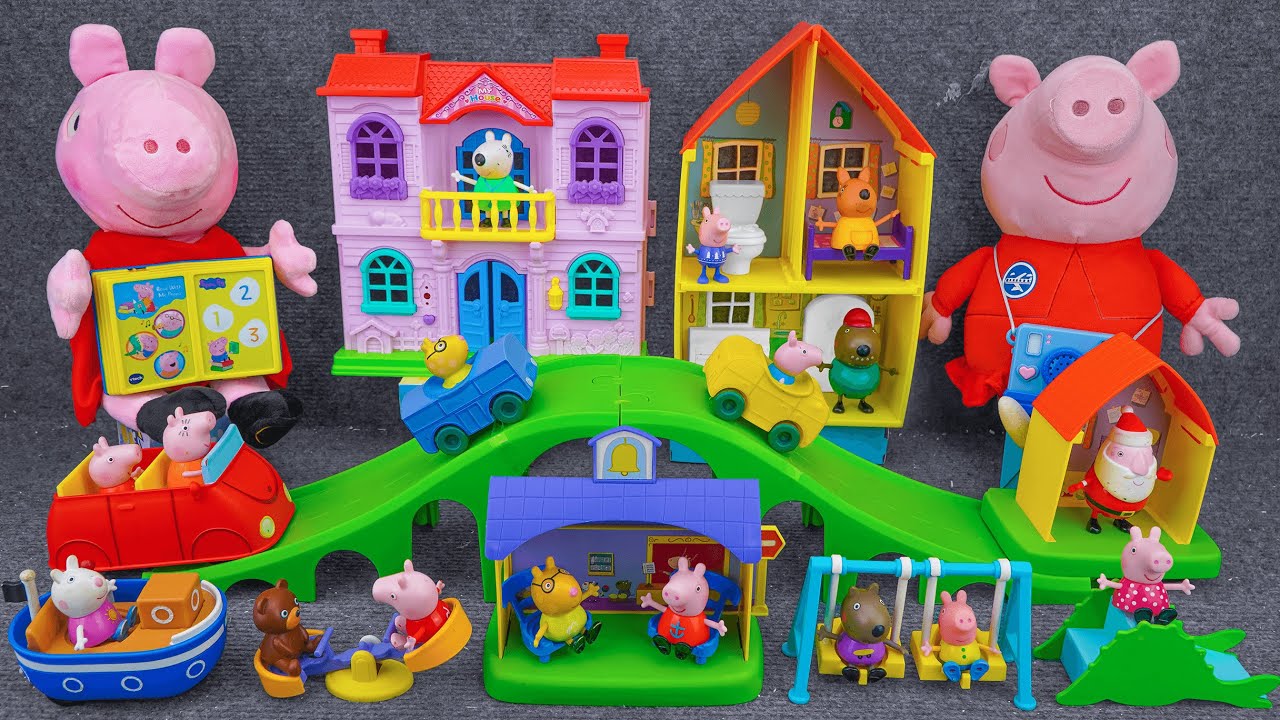 95 Minutes of Satisfying ASMR Unboxing | Adorable Peppa Pig All Around Peppa’s Town Playset 🌺
