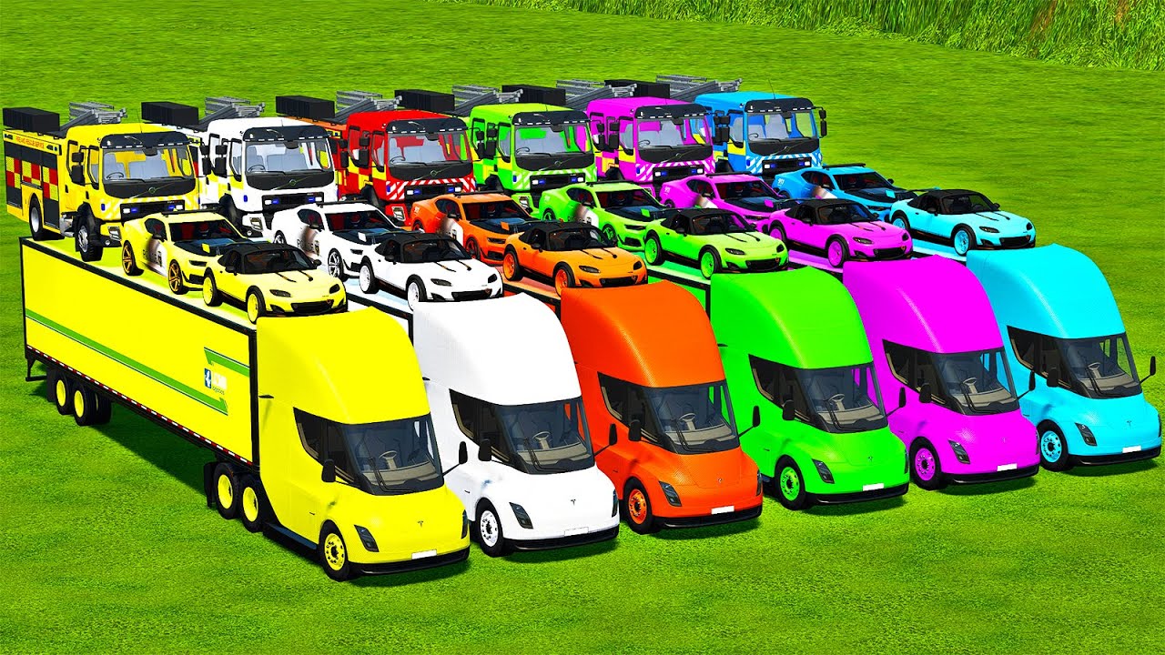 DELIVERING SIX COLORS MAZDA, CAMARO, VOLVO & LOADING CEREALS! Farming Simulator 22