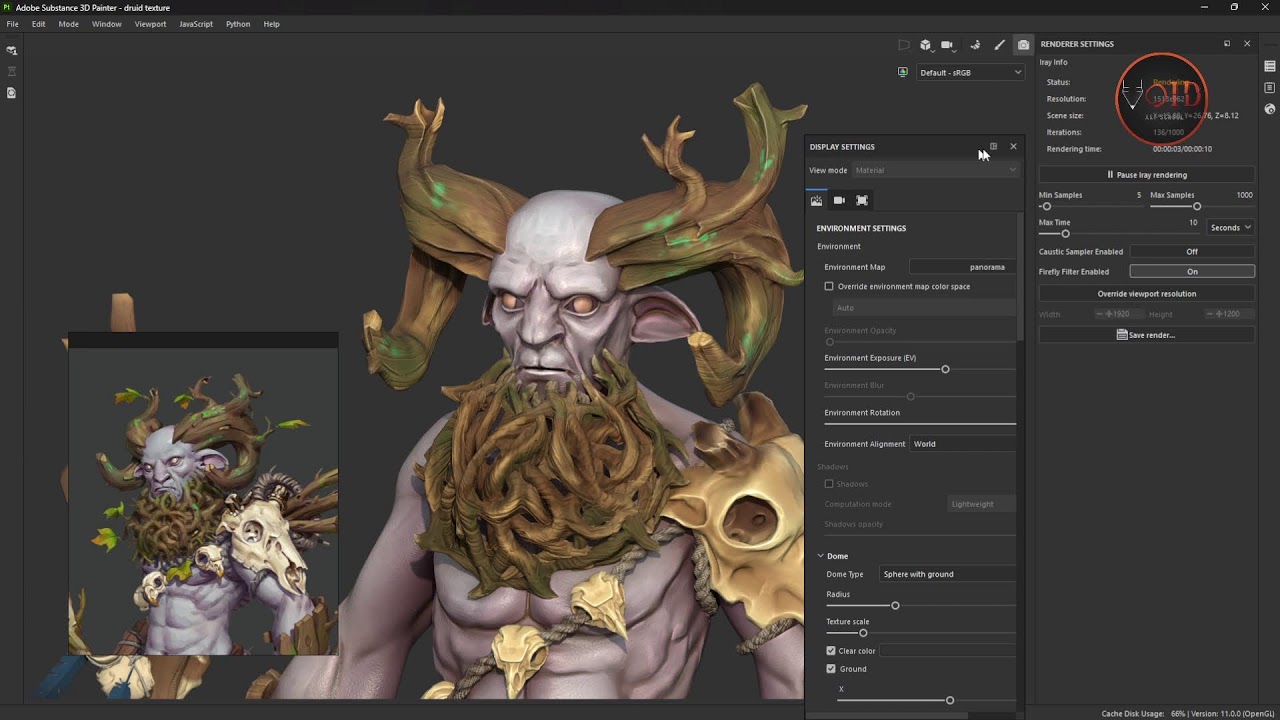Druid Creature texturing in Substance Painter part-2