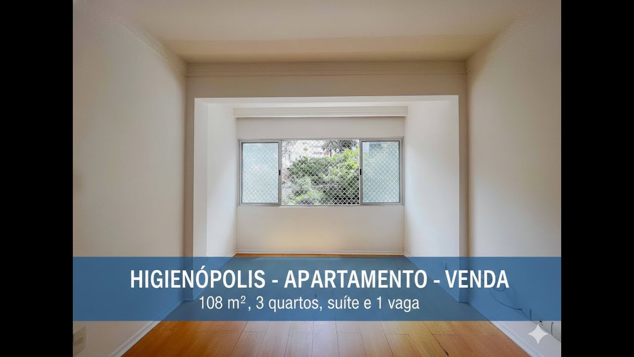 Apartamento à Venda em Higienópolis - 108 m², 3 quartos, suíte e uma vaga de garagem.