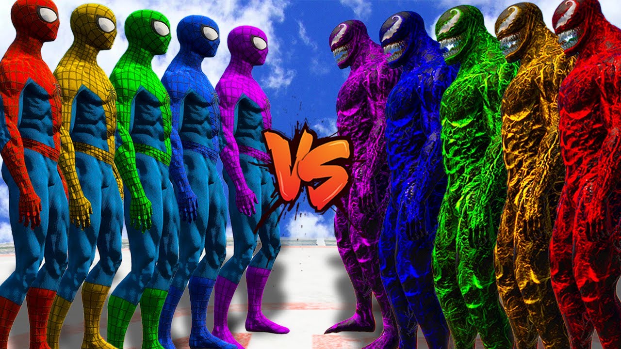 SPIDER-MAN COLOR vs VENOM COLOR TEAM - Which SUPERHEROES WAR Strategy REALLY WORKS