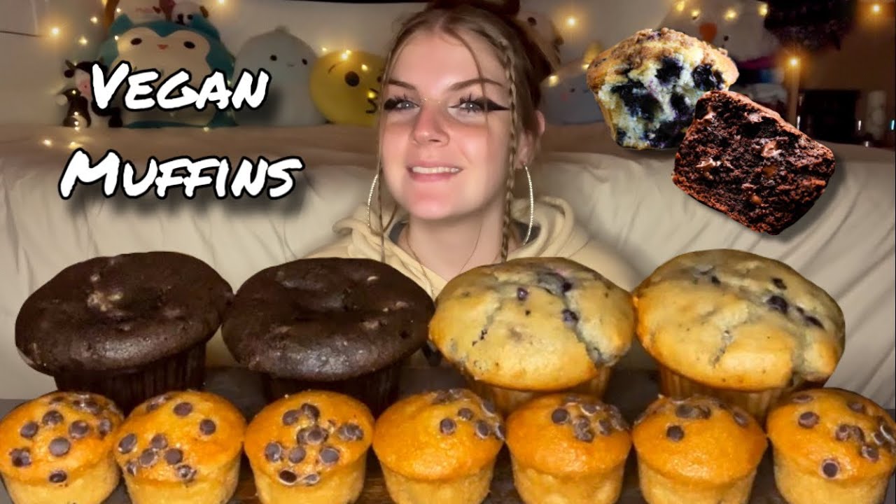 CHOCOLATE AND BLUEBERRY MUFFIN MUKBANG! (Vegan) (No Talking)