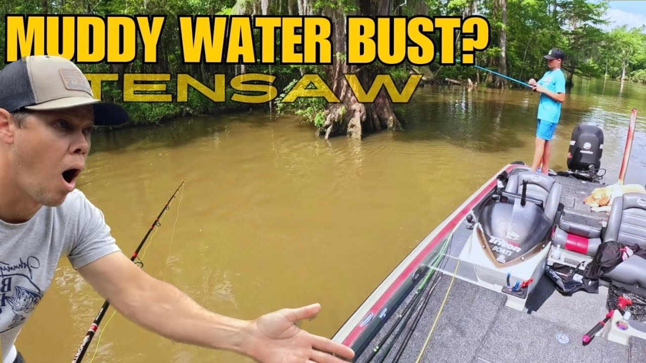 TENSAW River Muddy Water Bass Fishing!!