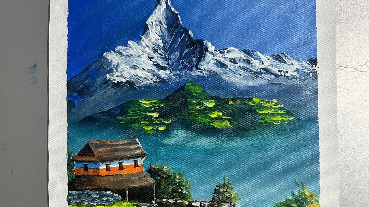 Nepali Painting | Fishtail (Machhapuchhre) Mountains | Art & Peaceful Vibes#art #trending #animeeart