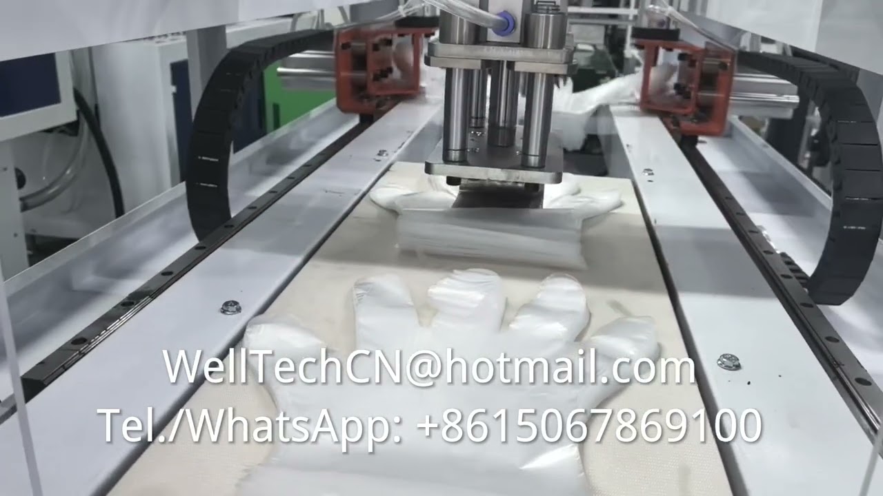Automatic high-speed HDPE LDPE disposable gloves making machine with 400pcs/min waste stripping