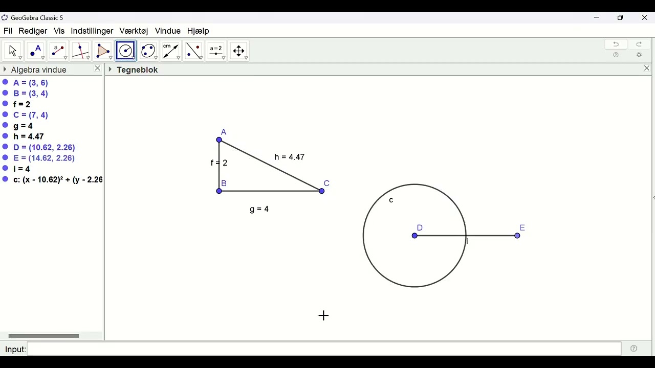Hvordan man tegner en trekant i GeoGebra