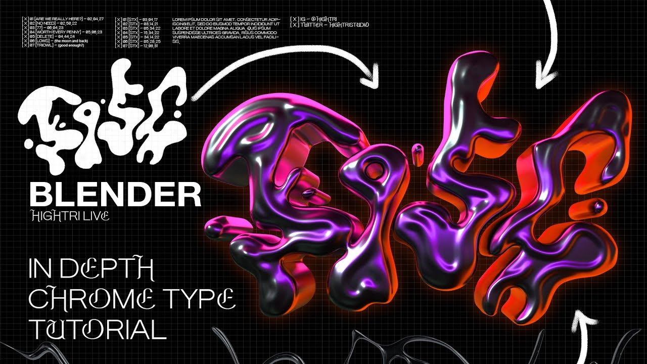 Sketches to 3D Chrome Type - CHROME TYPE Blender In Depth Tutorial  / Beginners /