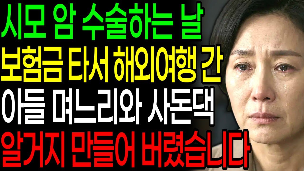 시어머니 암수술하는 날 보험금타서 해외여행 간 아들며느리 와 사돈댁 알거지 만들어버렸습니다 ㅣ노후사연ㅣ감동사연ㅣ사연라디오ㅣ오디오북