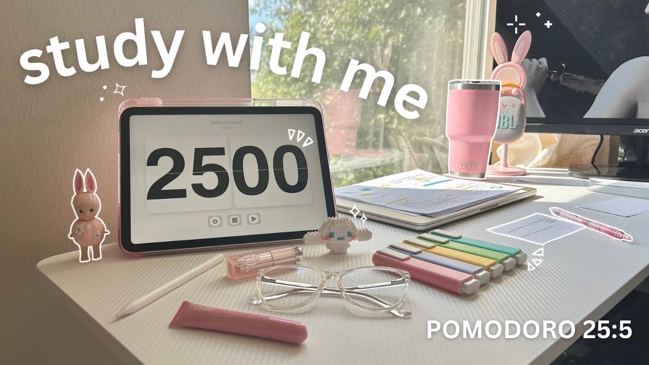 ✧˖&deg;🗒 POMODORO 25:5 Study With Me - Romanticize Studying📓.♡ ̆̈
