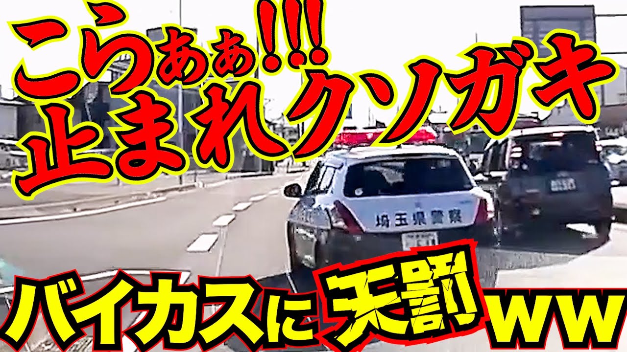【ドラレコ】バイカスに天罰www犯人を追うパトカーこの後衝撃の瞬間/最新日本ドラレコ映像/交通安全教育/運転の危険予知学習/交通事故撲滅