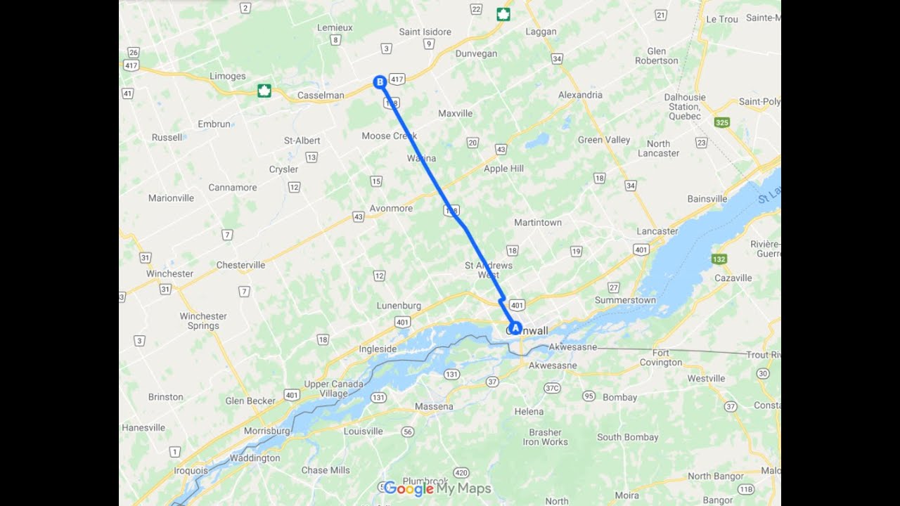 4K Peaceful Scenic Drive North on Ontario Highway 138 from Cornwall to Casselman, Ontario