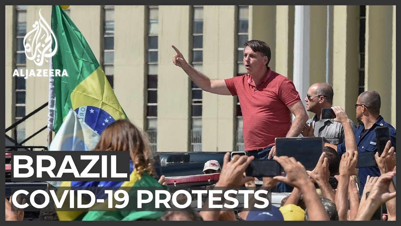 Brazil's Bolsonaro joins protest against coronavirus restrictions