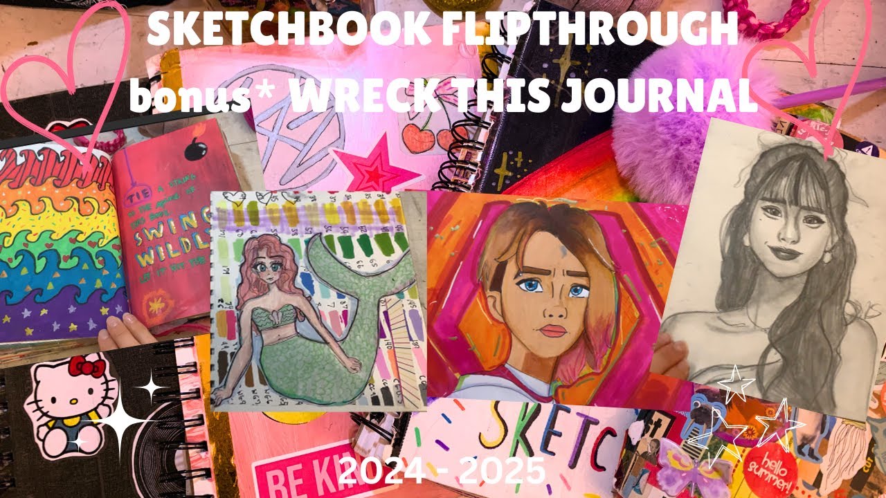 SKETCHBOOK FLIP THROUGH [bonus* wreck this journal] 😝❤️