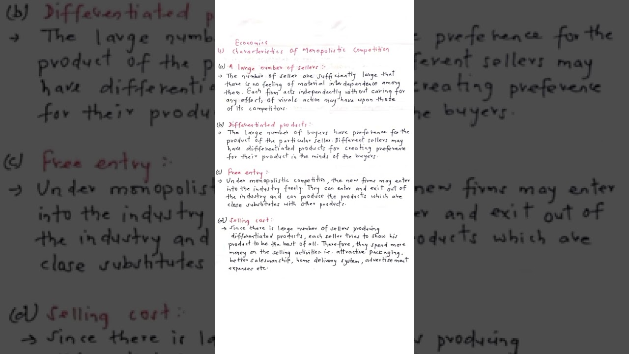 CA-CAP1:- Fundamentals Of Economics | Monopolistic Competition 