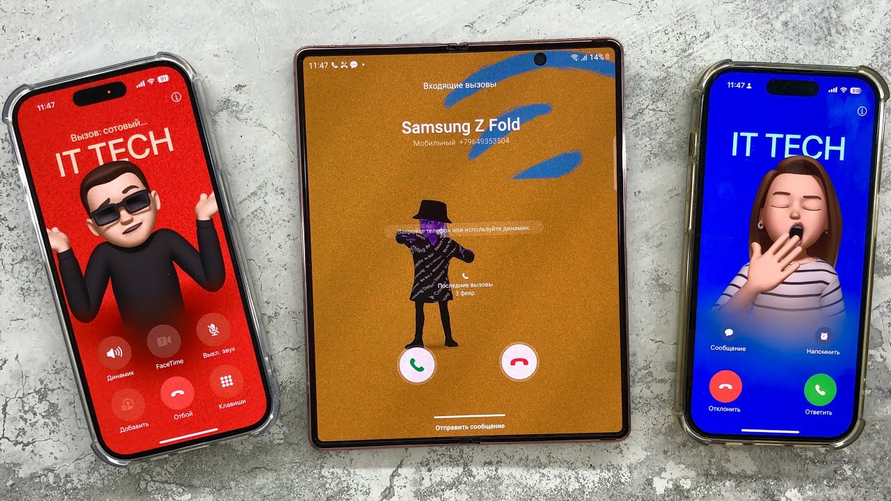 Incoming + Outgoing Call Two IPHONE 14 Pro + Samsung Galaxy Z Fold4