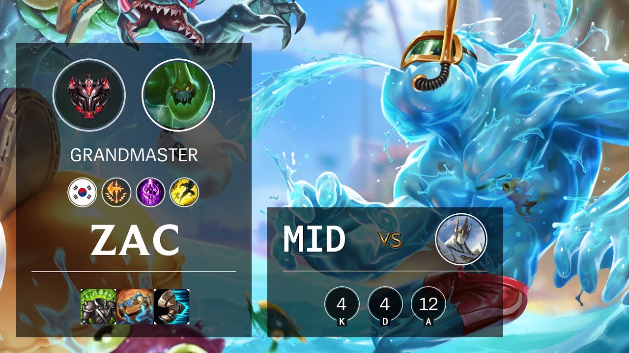 Zac Mid vs Galio - KR Grandmaster Patch 10.16