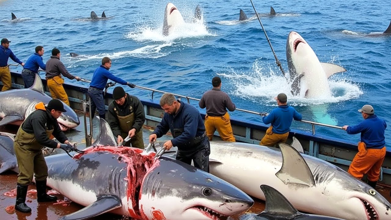 La Caza de Tiburones Gigantes! 💥 M&aacute;s de 200 Capturados en una Sola Operaci&oacute;n!