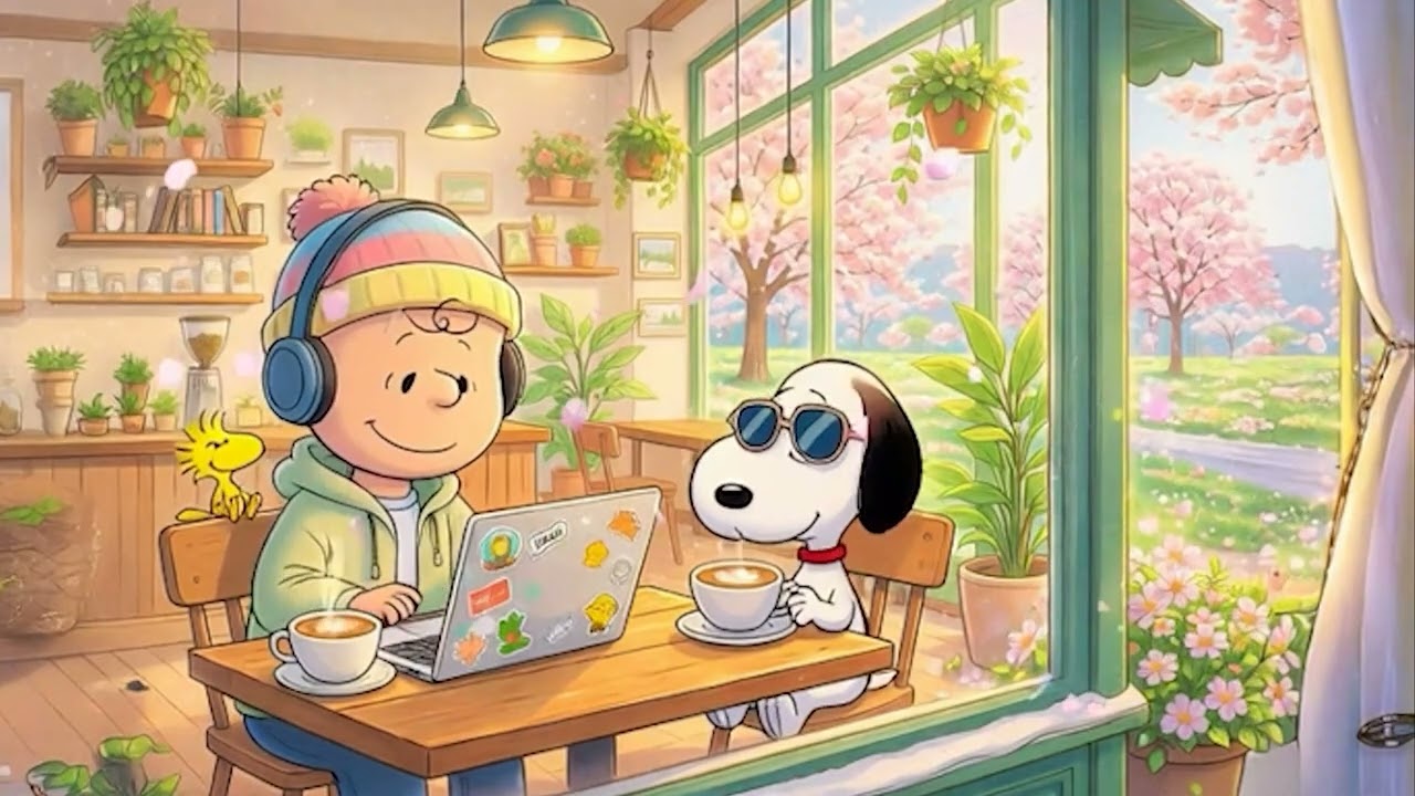 Uplifting Spring Market Jazz with Snoopy 🌸🎷 Cozy Music for Happy Mornings