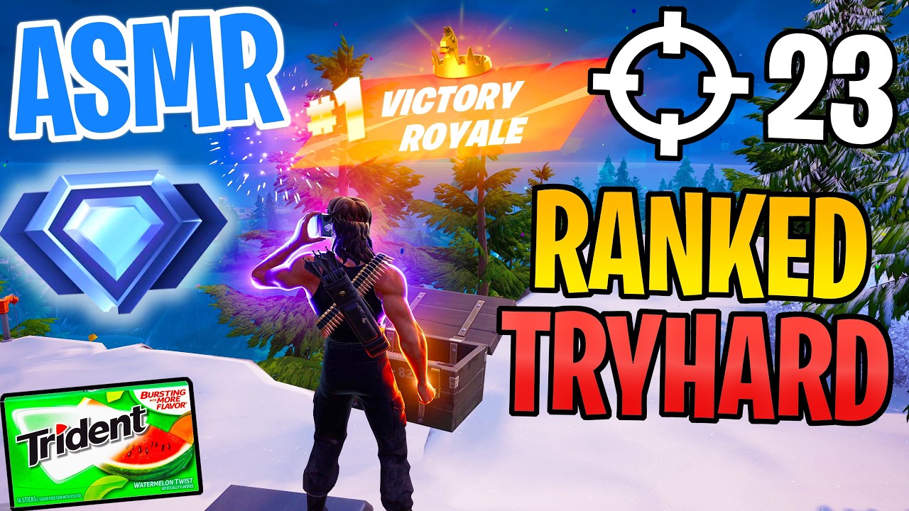 ASMR Gaming 😴 Fortnite Diamond Ranked! Relaxing Gum Chewing 🎮🎧 Controller Sounds + Whispering 💤