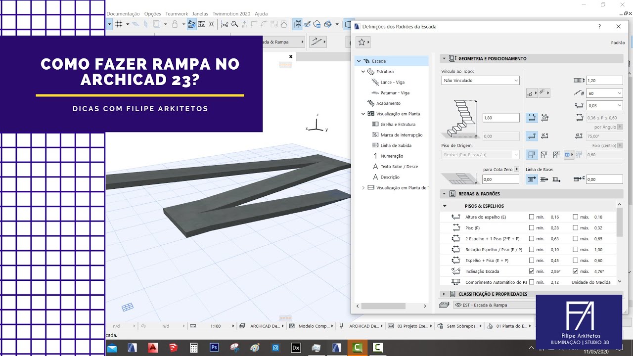 COMO FAZER RAMPA  NO ARCHICAD COM FILIPE ARKITETOS