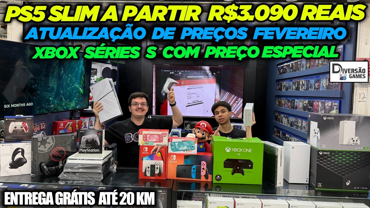 PS5 SLIM A PARTIR R$3.090!!! ATUALIZAÇÃO DE PREÇOS FEVEREIRO - DIVERSÃO GAMES