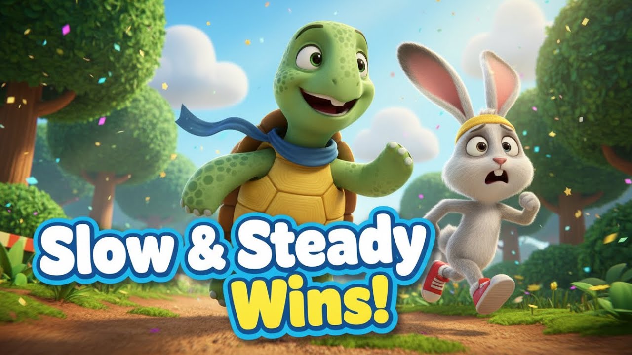 Slow and Steady Wins the Race 🐢🐇 | Tortoise and Hare Song | Kids Nursery Rhymes #abc #shorts