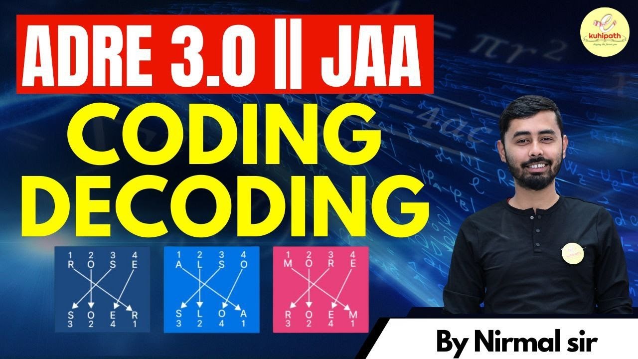 Coding decoding | Reasoning | ADRE | JAA by Nirmal sir