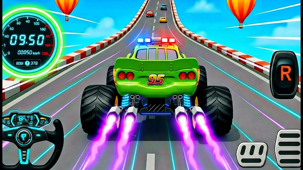 Mega Ramp Monster Car Racing 3D - Extreme Car Stunts -Android Gamepla #MegaRamp #3DGames #CarRacing