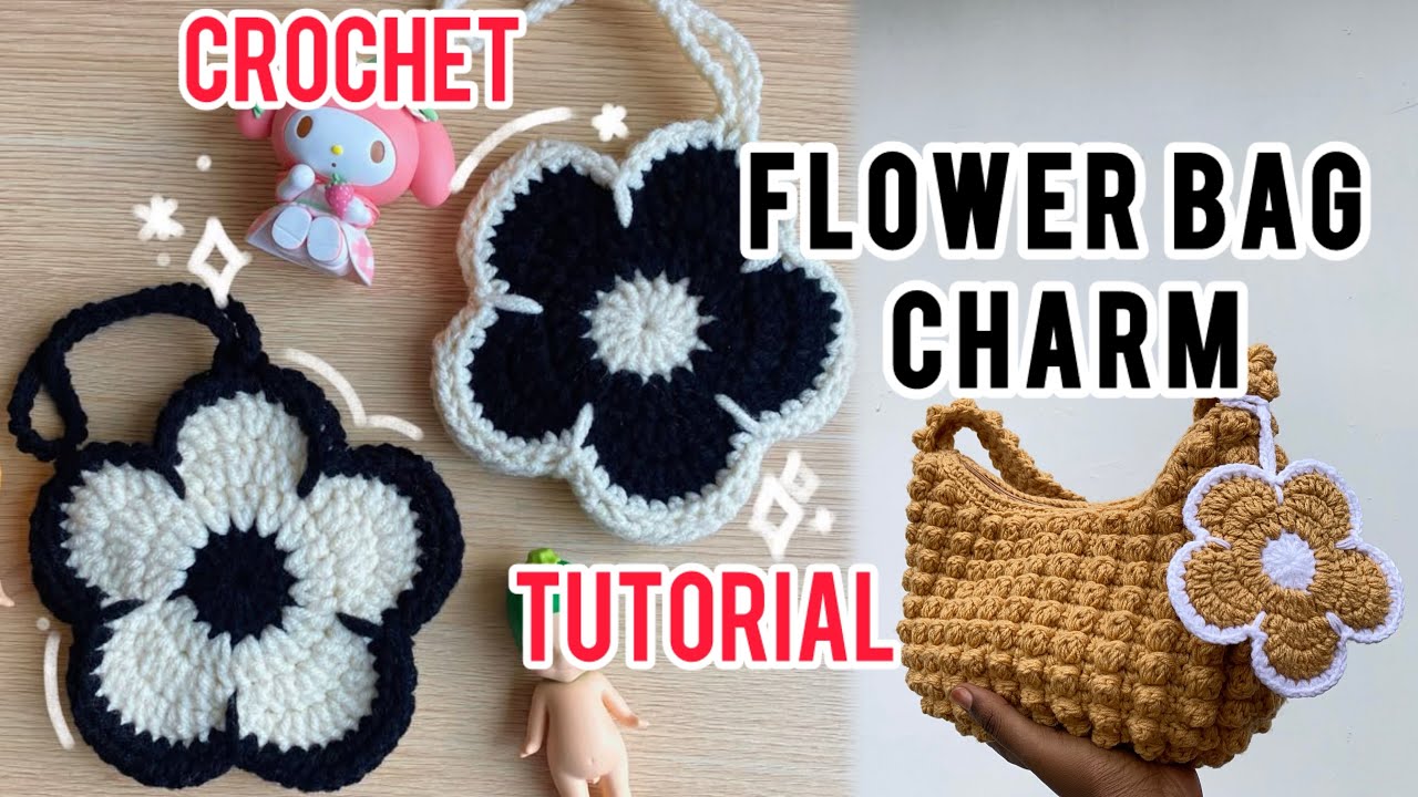 How to Crochet a Flower Bag Charm | Easy Tutorial for Beginners