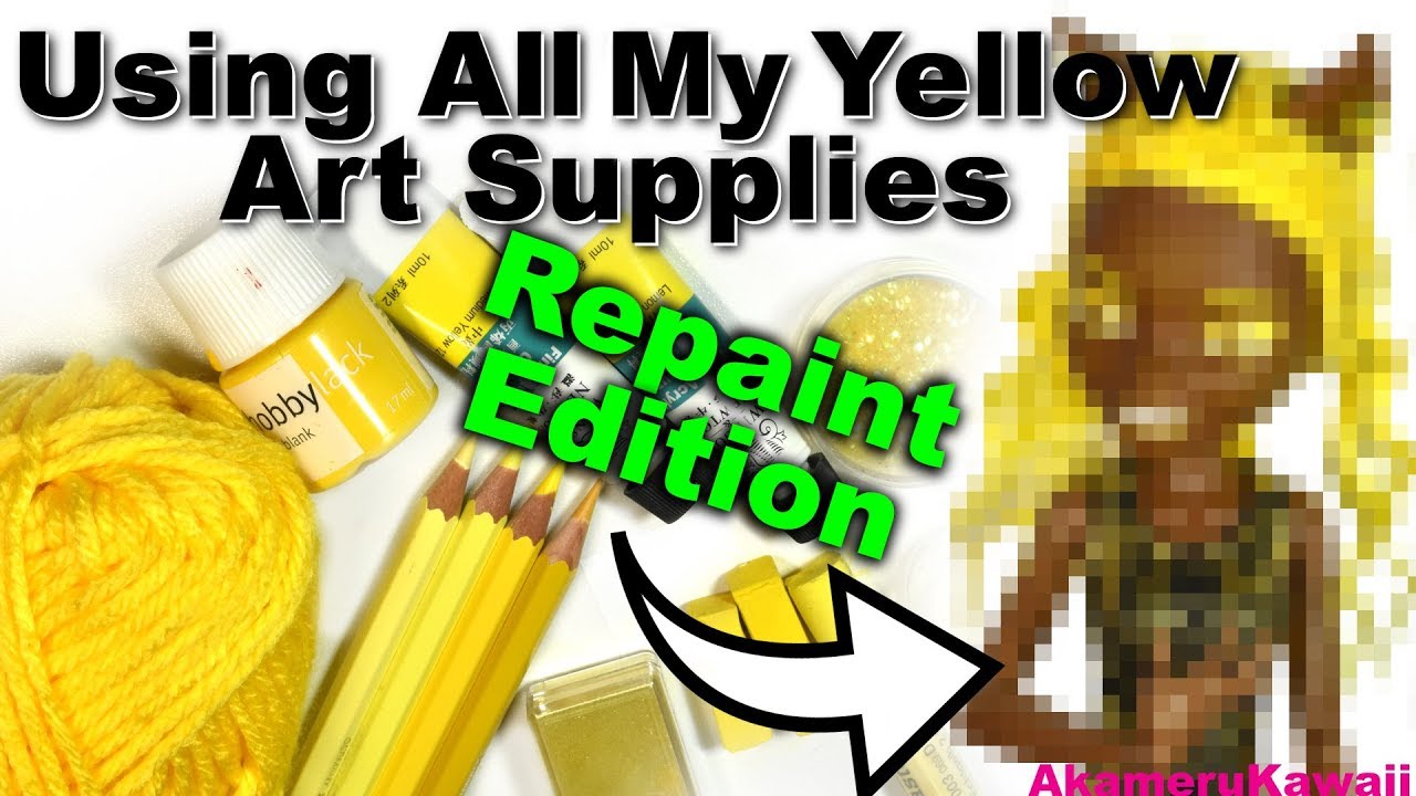 Repainting Using All My Yellow Art Supplies - Doll Repaint Tutorial