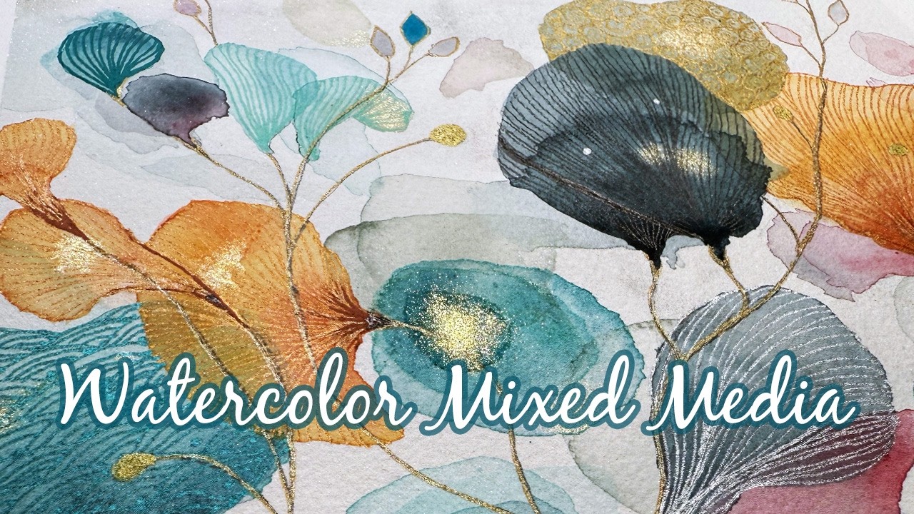 Abstract Watercolor Painting with Mixed Media Zentangle Doodles! | Relaxing Art