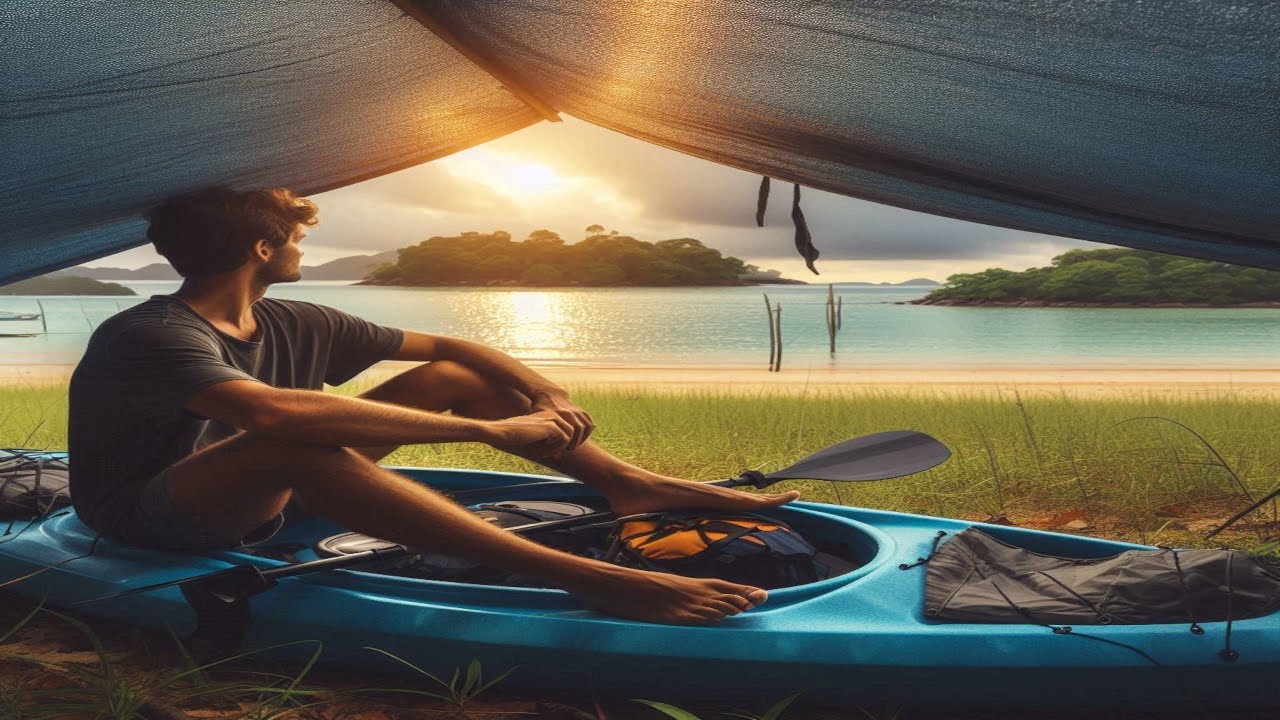 Vietin yön saarella nukkuen kajakissa makuupussin kanssa! 🏕️🔥🚣