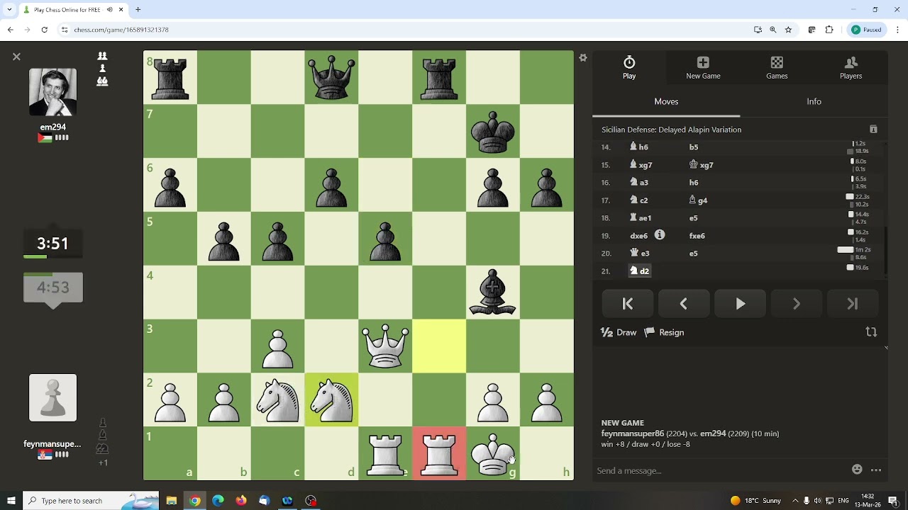 Odložen ko položen Alapin. Rapid partija na 10 min