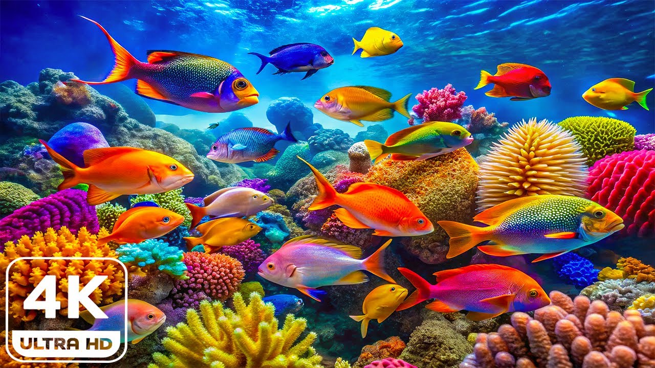 4K Ocean Life 🐟 Vibrant Fish Swimming 🐠 Relaxing Sounds For Stress Relief
