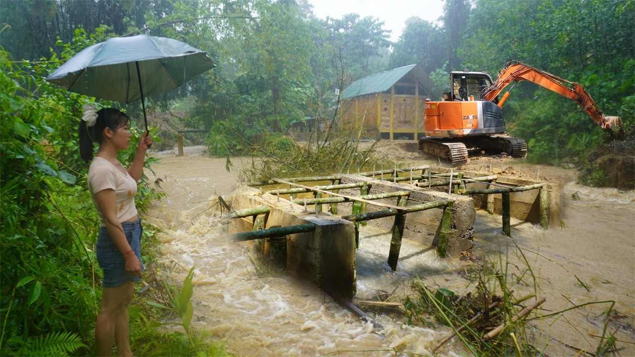 Built a Bridge To Protect The Flood - $200 DIY Heavy Duty | Build embankments To Erect Bridge Frames
