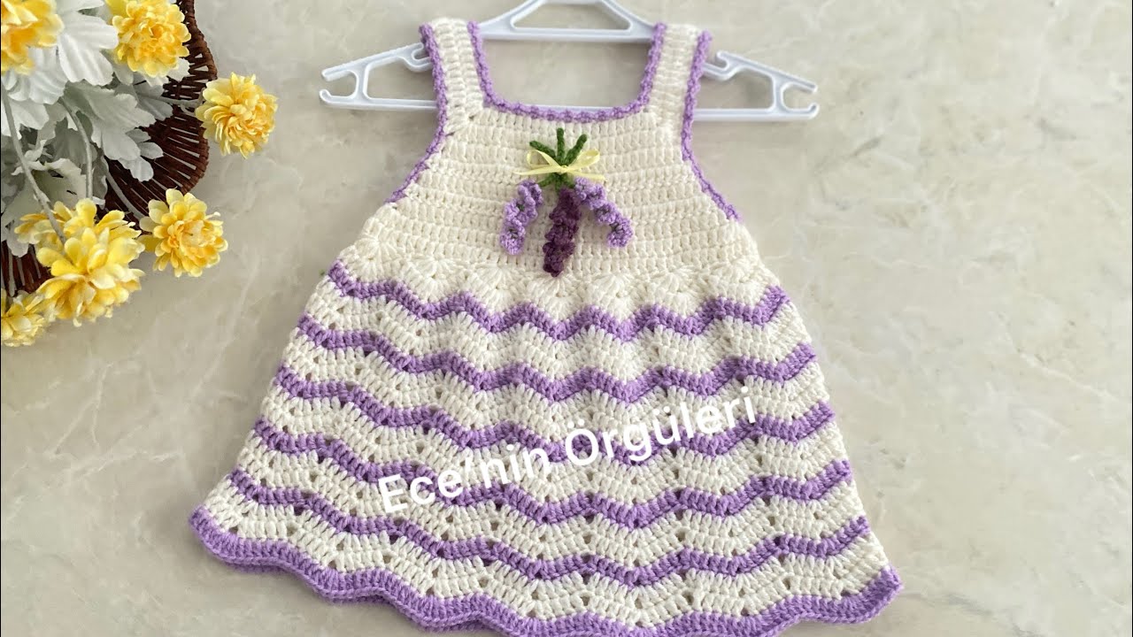 🪻Lavender Floral Crochet Baby Dress / Lavanta Çiçekli Tığ işi Bebek Elbisesi /3-6 ay