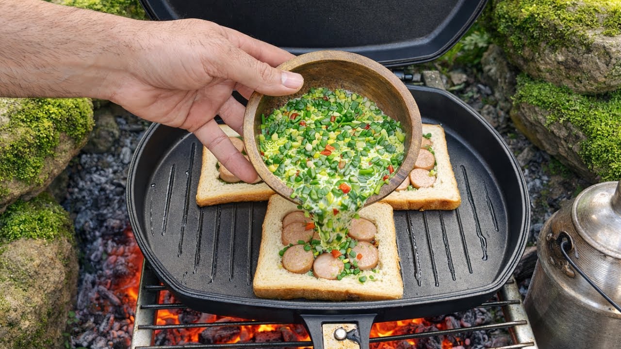 Forest Fire Omelet | Cozy Camp Cooking by the River (Pure Nature Sounds)