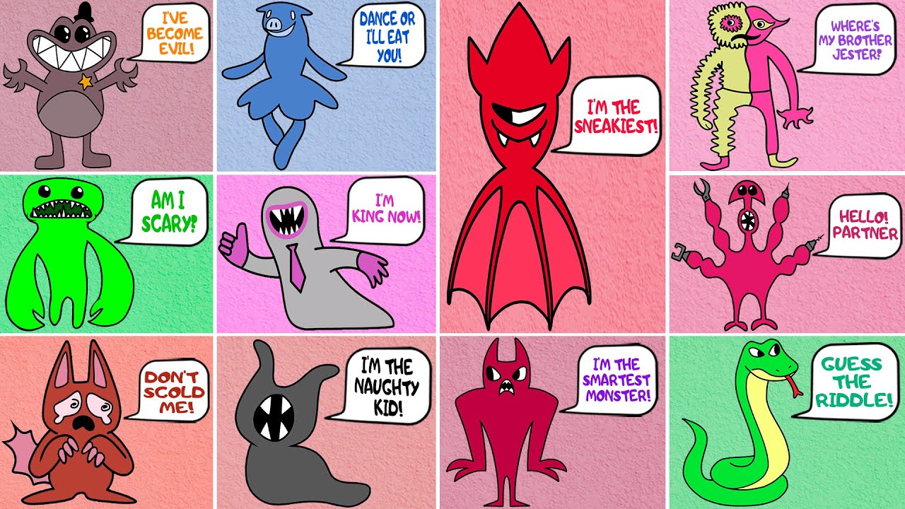 Garten of Banban: 1,2,3,4,5,6,7,8,9,10 - Drawing Monsters Comparison