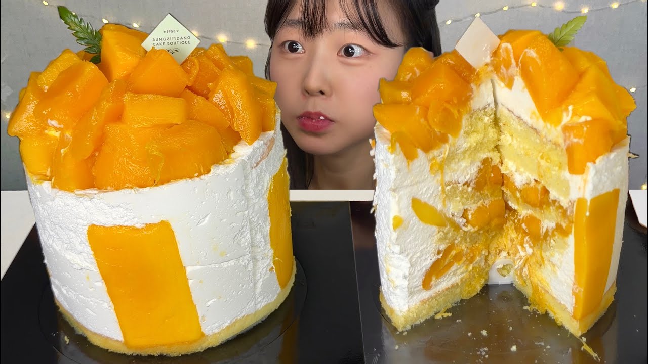ENG) 성심당 망고시루🥭 망고반크림반 1kg 넘는 케이크;; MUKBANG ASMR MANGO CAKE