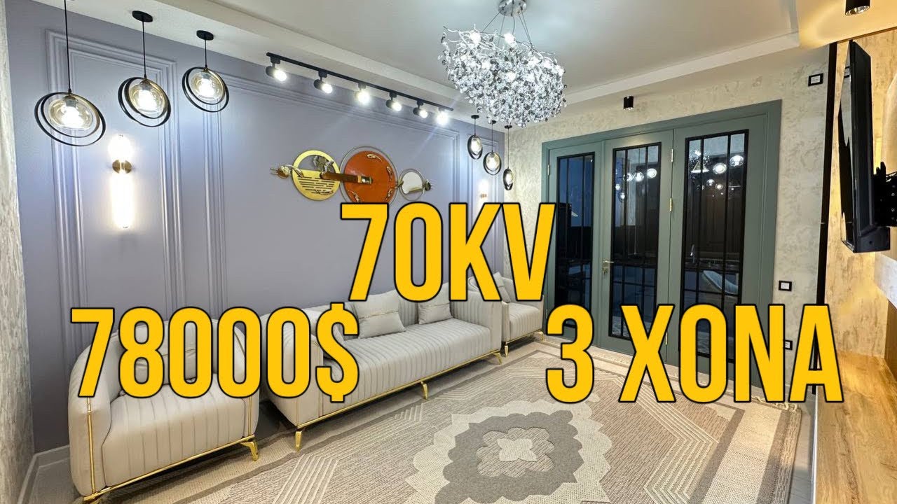 Avtorski proektdagi lux 3 xonali 70kv kvartira sotiladi