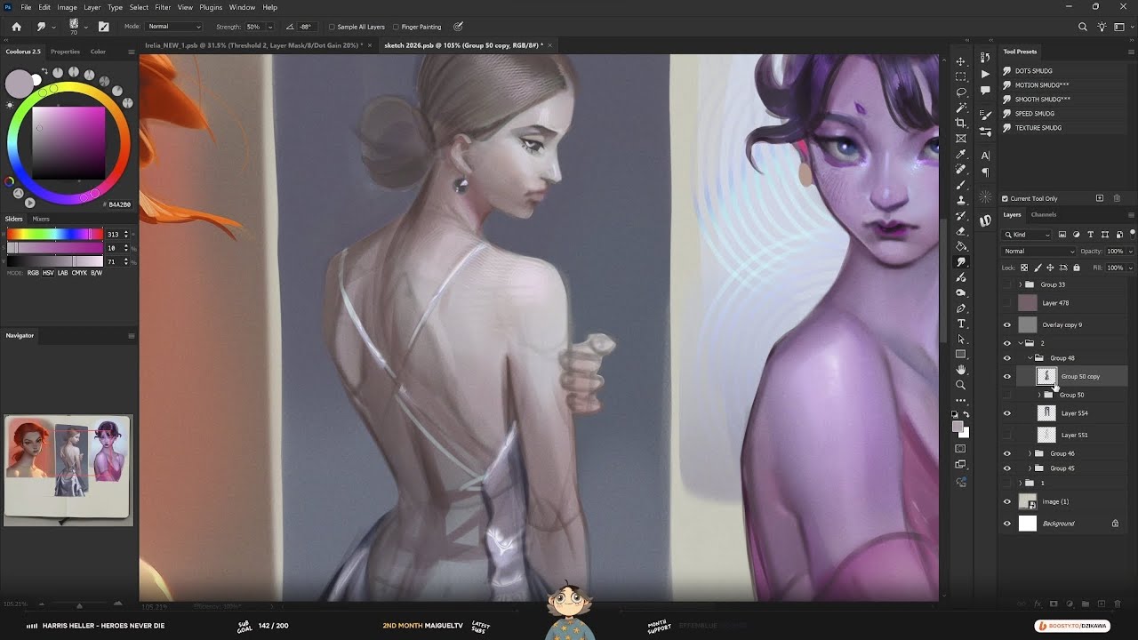 January 27, 2026 [Sketches and Irelia Splash art] Digital Painting, Photoshop
