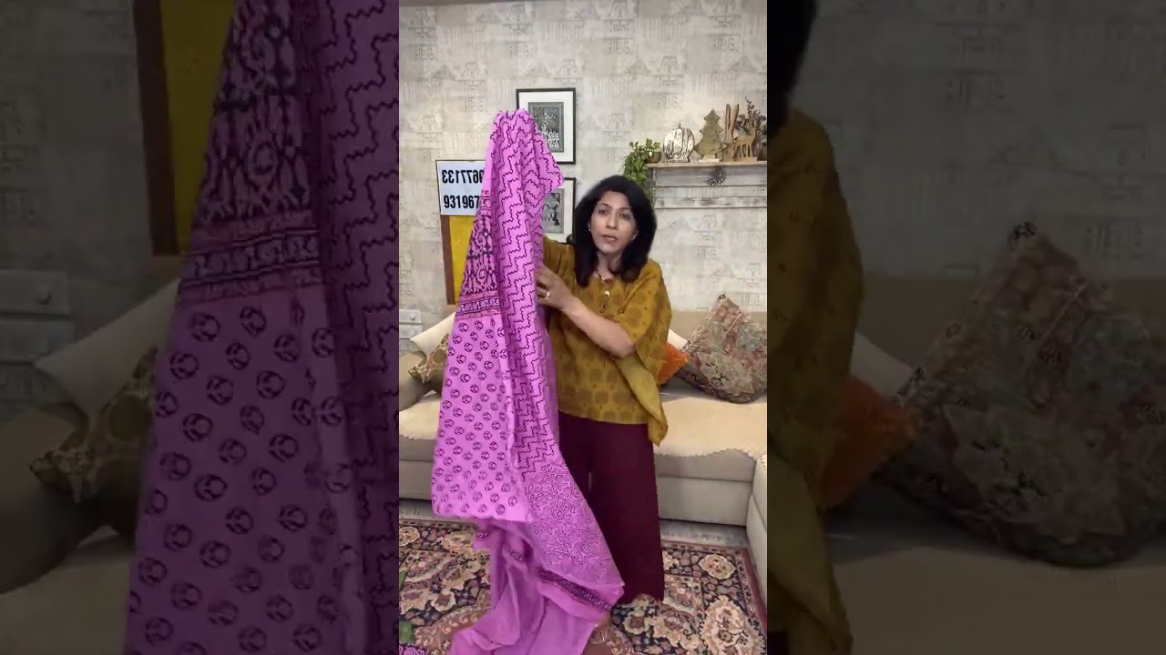 MAITRI WEAVES   HAND BLOCKED COTTON  BAGH KURTI FABRIC