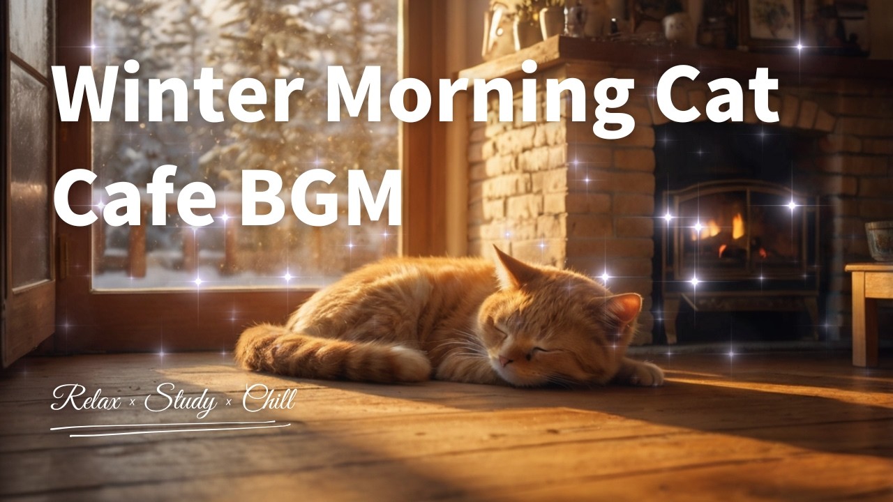 Winter Morning Cat Cafe BGM / 雪の朝カフェで猫がまどろむ静かな時間 集中・作業用・勉強用フリーBGM – Free BGM for Studying & Working