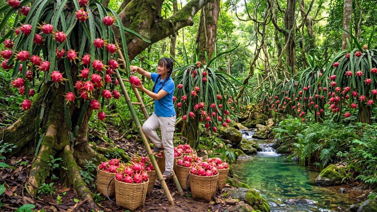 Harvesting 600+ Kg Of Wild Dragon Fruit Deep In The Forest And Selling It All Quickly At The Market