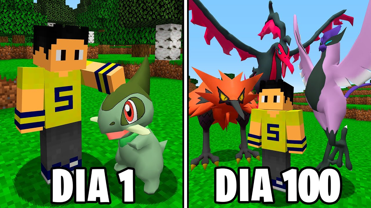 Sobrevivi 100 Dias como Campeão Pokémon no Minecraft Pixelmon - O FILME 2